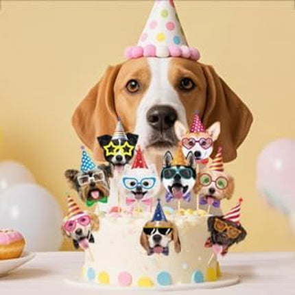 40 Pcs Pet Dog Cupcake Toppers Dogs Face Birthday Hat Cupcake Picks Dog Cake Decorations for Puppy Theme Kids Birthday Baby Shower Party Decorations Supplies