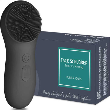 Silicone Face Scrubber, Electric Facial Cleansing Brush with 6 Speeds Vibration Technology, Rechargeable & Waterproof Exfoliating Scrub Brush for Cleansing and Massaging, Men Women