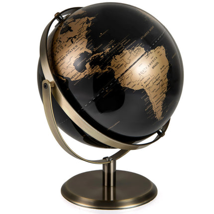 9-Inch Metallic Black World Globe with Metal Stand