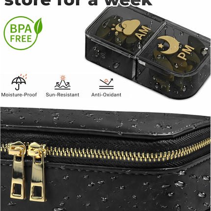 Weekly Pill Organizer 2 Times a Day with Bag, 7-Day AM PM Travel Pill Box