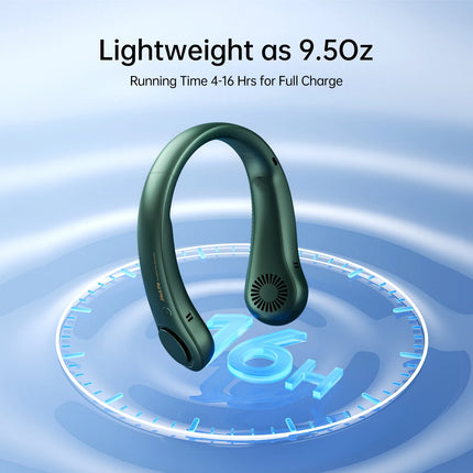 Portable Neck Fan, Rechargeable Wearable Fan, Bladeless Hands-Free Cooling, Quiet 25Db, 5 Speeds, 16H Battery Life, Essential for Indoor/Outdoor, Gift for Women, Men - Green