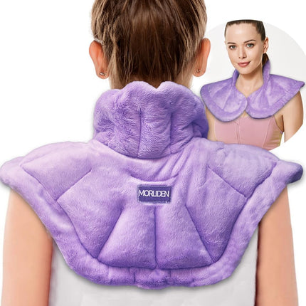 Microwavable Heated Neck Wrap Warmer and Shoulder Weighted Heating Pad Microwave for Hot and Cold Compress - Purple