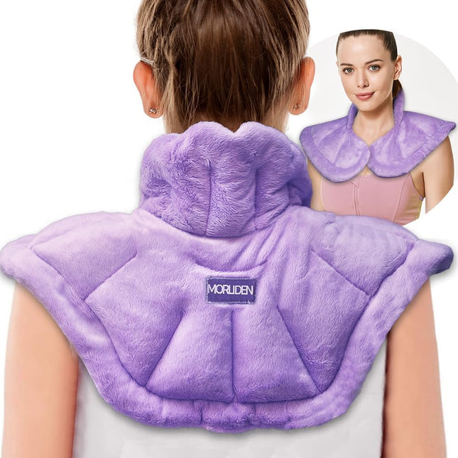 Microwavable Heated Neck Wrap Warmer and Shoulder Weighted Heating Pad Microwave for Hot and Cold Compress - Purple