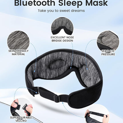 Bluetooth Sleep Mask, Sleep Mask with Bluetooth Headphones, Sleeping Headphones for Side Sleepers Travel Yoga, Cool Tech Gadgets Unique Gift for Valentine'S Mother'S Day Birthday Christmas