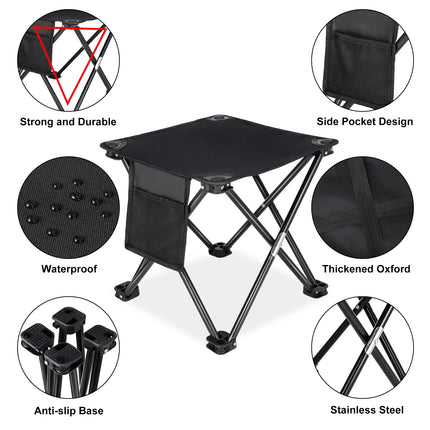 2PCS Folding Camping Stool, Portable Outdoor Camping Chair with Storage Bag, Lightweight 200 LB Bearing Capacity Chair for Adult Fishing Hiking Gardening
