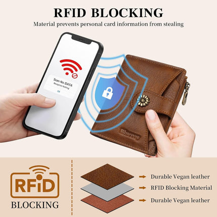 Small Bifold Wallet Women with Removable ID Window