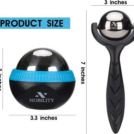 Massage Ball Roller– Ice Cold and Hot for Deep Tissue and Sore Muscle Relief of Stiffness and Stress, Body, Neck, Back, Foot, Plantar (Black)
