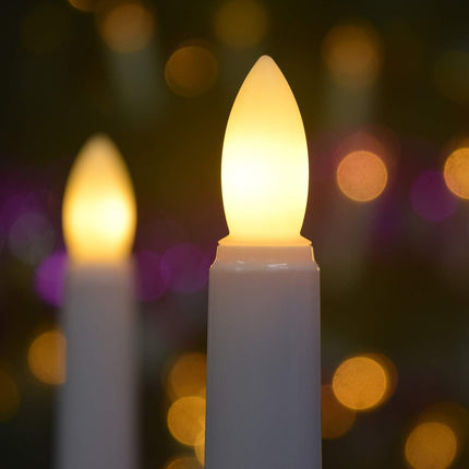 Flameless Window Candles with Gold Bases, Battery Operated Taper Candle with 4H/6H Daily Timer, Remote Window Candle with Unique Flame