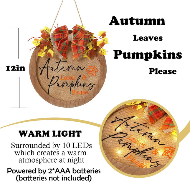 Fall Wreaths for Front Door, Thanksgiving Welcome Sign for Front Door, Fall Decorations for Home, Farmhouse Welcome Thanksgiving Wooden Door Hanger, Autumn Pumpkin Fall Door Sign