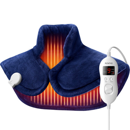 Extra Large Heating Pad for Shoulders Neck and Back, 9 Temperature Settings, Fsa Hsa Eligible, 19"X 24"，Birthday Mothers Day Gifts for Women Men, Blue