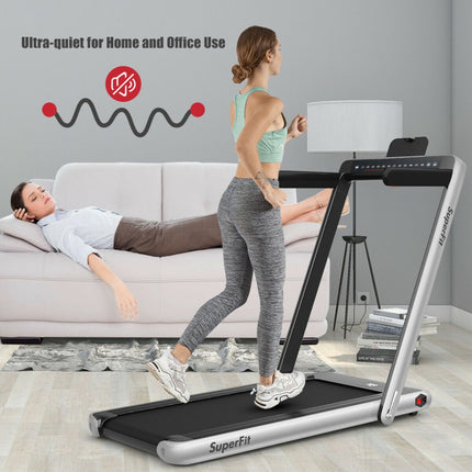 2.25 HP 2-In-1 Folding Walking Pad Treadmill with Dual Display and App Control