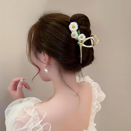3 Pcs Metal Flower Claw Clip Set - Rose, Daisy, and Sunflower Large Hair Clips for Strong Hold on Women'S Thick Hair