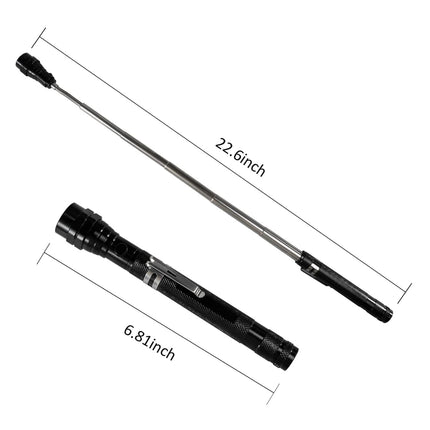 Telescoping Magnetic Pickup Tool, 360° Swivel Extensible Magnet with Flashlight