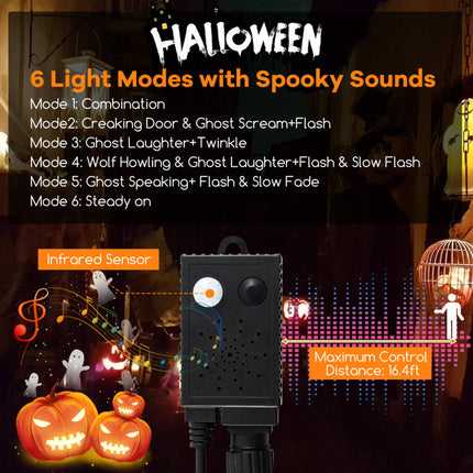 4.5 Feet Artificial Halloween Tree with 6 Lighting Modes and 5 Musics