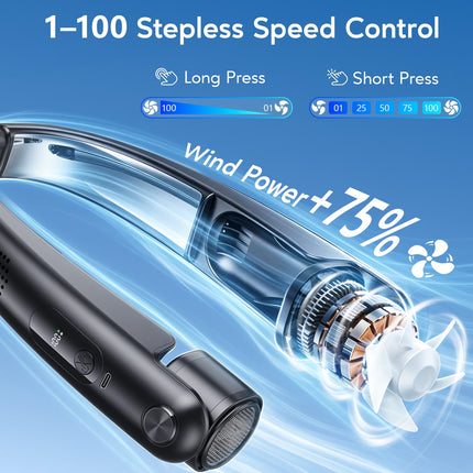 Portable Neck Fan, 5-Speed Adjustable Airflow Direction, 8000Mah Rechargeable, Wearable Personal Air Cooler, Neck Air Conditioner, Summer Gifts for Dad Men Women Mom