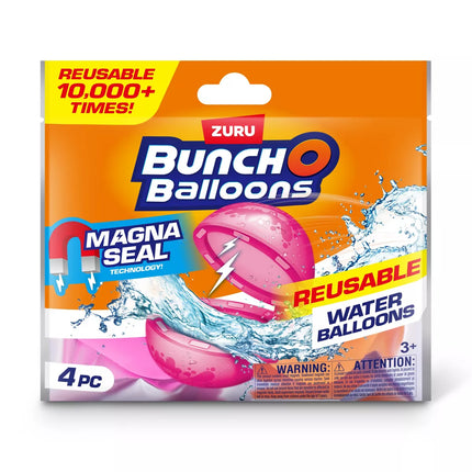 Bunch O Balloons Reusable Water Balloons - 4Pk: Pool Games for Kids, Silicone Material