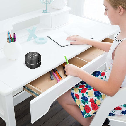 Counter Vacuum Cleaner,Mini Table Dust Sweeper Energy with Digital Timer,Endurance up to 400 Mins,360º Rotatable for Cleaning Rubber Shavings,Crumbs Keyboard of Gifts for Kids(Black)