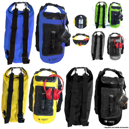 10L Waterproof Dry Bag with Mesh Pocket and Handle - Black