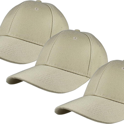 Plain Baseball Cap Adjustable Back Strap 3 PC