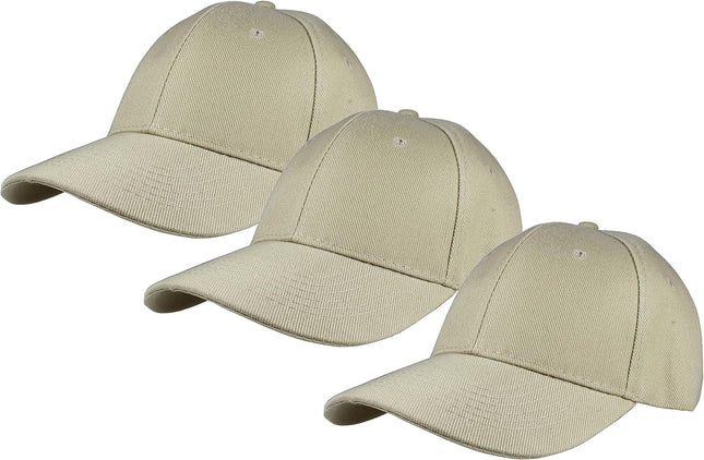 Plain Baseball Cap Adjustable Back Strap 3 PC
