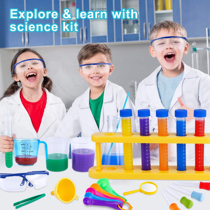 Kids Science Experiment Kit with Lab Coat Scientist Costume Dress up and Role Play Toys Gift for Boys Girls Kids Age 6+ Christmas Birthday Party
