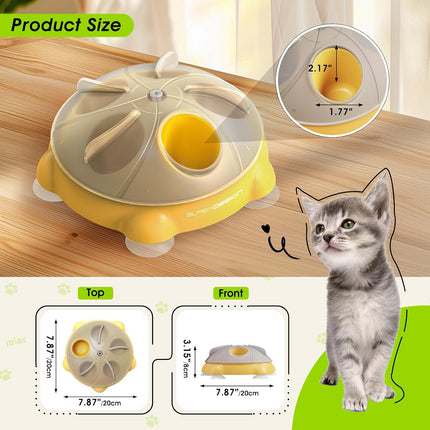 Interactive Cat Toy, Cat Slow Feeder with a 360-Degree Rotating Design,Non-Slip Base Cats Puzzle Feeder Enrichment Toys for Indoor Cats