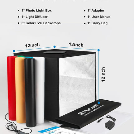 Light Box Photography, 12"X12" Professional Dimmable Shooting Tent Kit with CRI >95 White Lighting 120 Leds Lights + 6 Photo Backdrops for Product Display