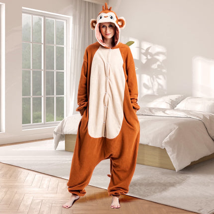 Adult Pajamas Plush Jumpsuit One Piece Monkey Costume for Halloween Animal Themed Party Dress up Role Playing Cosplay