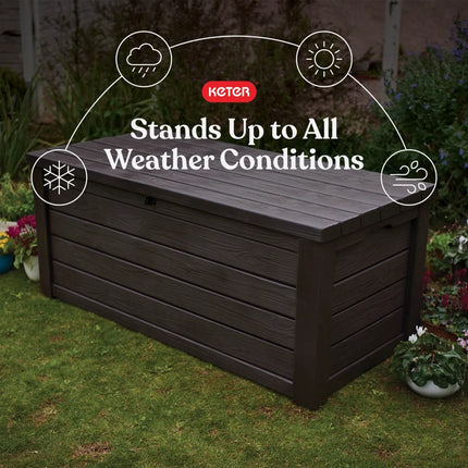 Eastwood 150 Gallon Durable Resin Outdoor Storage and Organization Deck Box for Patio Furniture and Supplies, Brown