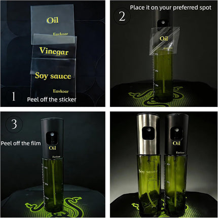 Oil Sprayer for Cooking,Olive Oil Sprayer,Light-Blocking Glass,Silver+Black