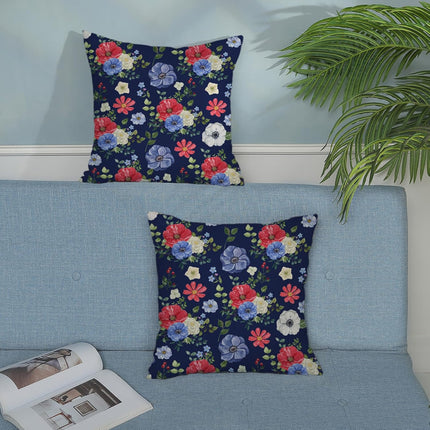 4Th of July Floral Pillow Covers 18X18 Pack of 2,Boho Blue Red Flower Throw Pillow Covers Independence Day Floral Decorative Pillowcase Farmhouse Square Cushion Cover for Couch Sofa Outdoor