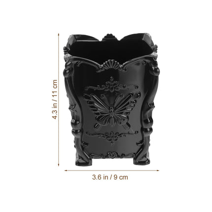 Acrylic Makeup Brush Pot Cosmetic Brush Holder Organizer Butterfly Decor Pencil Pen Container Black