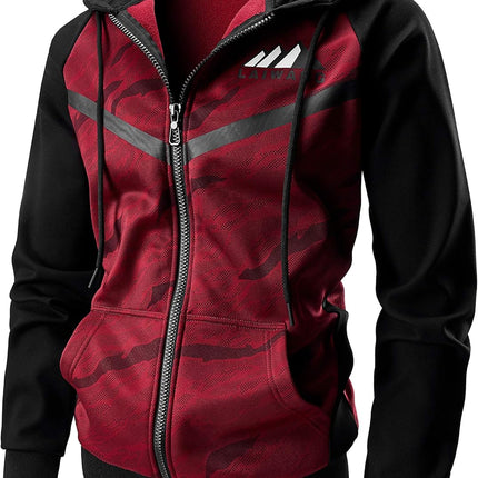 Men'S Color Block Hoodie-Full Zip Ultimate Heavyweight Fleece Hoodie-Camo Zip up Hoodie with Kanga Pocket