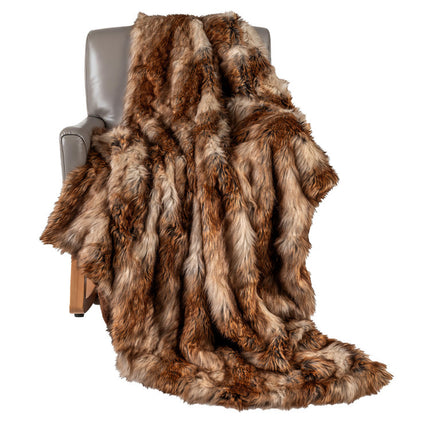 540GSM Soft Plush Fuzzy Luxury Faux Raccoon Fur Blanket for Bed