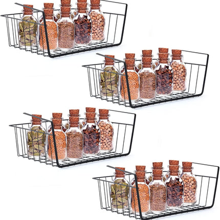 4Pcs under Shelf Basket Metal Wire under Cabinet Basket for Kitchen Pantry