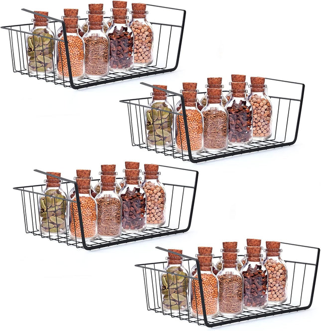 4Pcs under Shelf Basket Metal Wire under Cabinet Basket for Kitchen Pantry