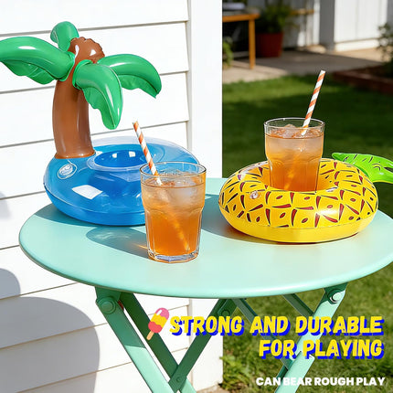 12 Pack Vintage Stripe Drink Floaties Pool Drink Floats Inflatable Drink Holder Floating Drink Holder Pool Accessories for Adults with Pump