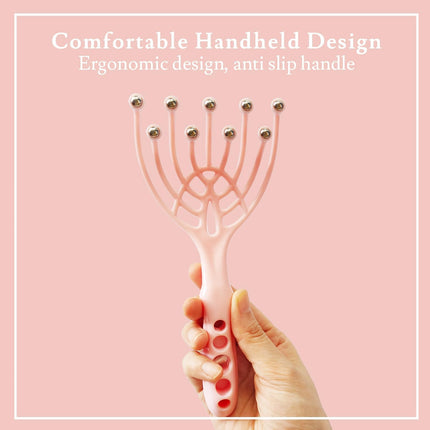 9-Finger Scalp Massager, Handheld Manual Head Scratcher with 360° Rotating Steel Beads, Waterproof Massage Tool for Hair Care, Itch Relief & Relaxation