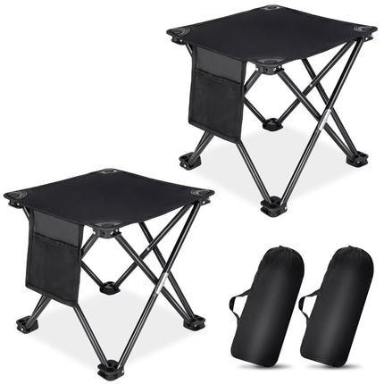 2PCS Folding Camping Stool, Portable Outdoor Camping Chair with Storage Bag, Lightweight 200 LB Bearing Capacity Chair for Adult Fishing Hiking Gardening