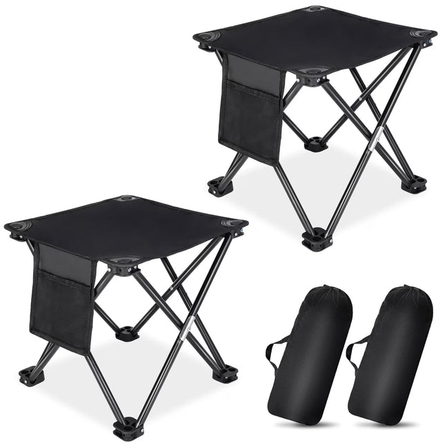 2PCS Folding Camping Stool, Portable Outdoor Camping Chair with Storage Bag, Lightweight 200 LB Bearing Capacity Chair for Adult Fishing Hiking Gardening