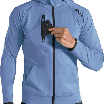 Mens Windbreak Running Jacket Zip up Hoodie