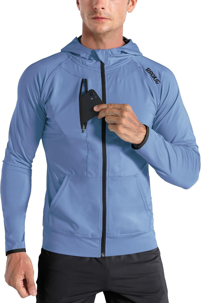 Mens Windbreak Running Jacket Zip up Hoodie
