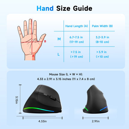 AOC Ergonomic Mouse, Wireless Rechargeable Vertical Mouse, 200H Working Time, 4800 DPI Optical Tracking, Silent Button, RGB, 2.4Ghz Programmable Mice for Laptop, Desktop, Macbook, Black