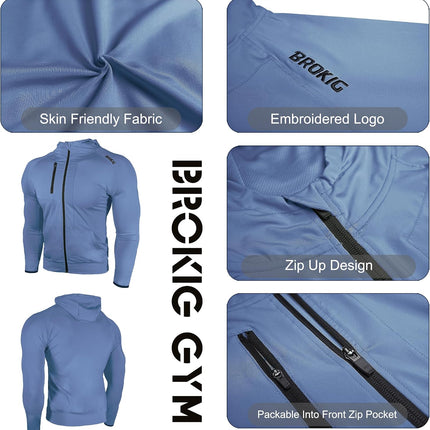 Mens Windbreak Running Jacket Zip up Hoodie
