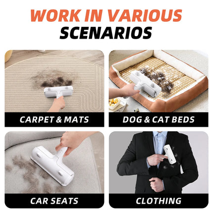 Resuable Pet Hair Remover Multi-Surface Cat & Dog Fur Lint Roller for Furniture & Clothing,White