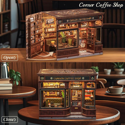 Book Nook Kit, DIY Miniature House Coffee Shop Dollhouse