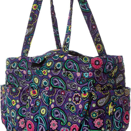 Knitting Quilted Tote Bag W/6 Pockets, Multifunctional Yarn Organizer and Teachers Nurses Crochet Lovers