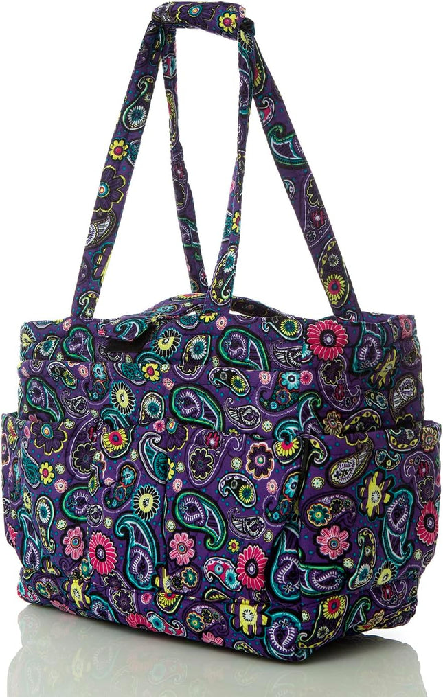 Knitting Quilted Tote Bag W/6 Pockets, Multifunctional Yarn Organizer and Teachers Nurses Crochet Lovers