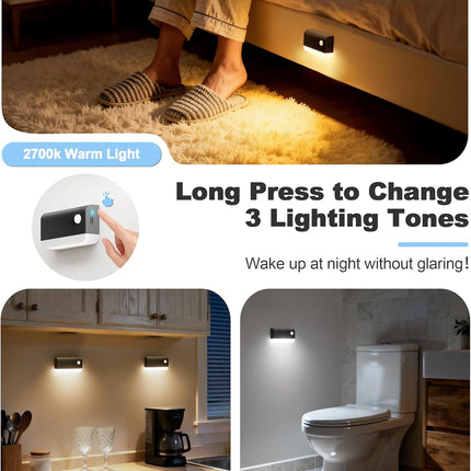 Motion Sensor Rechargeable Night Lights, 3 Modes 3CCT 3Pack,Black