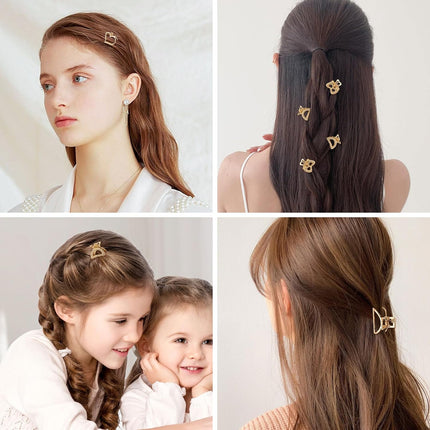 Mini Hair Clips for Women 16PCS 0.98" Gold Metal Small Claw Clips Women Non Slip Bangs Pins for Thick/Thin Hair(16Pcs-Style 10(NEW))